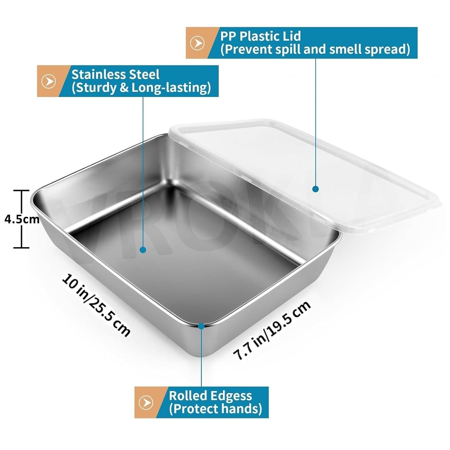 4pcs Stainless Steel Food Storage Containers with Clear Lids, Food Serving & Baking Stackable Snack Tray for Kitchen, Microwave, Freezer, BBQ Party, Office, Gym Lunch (2000ML) - Image 2