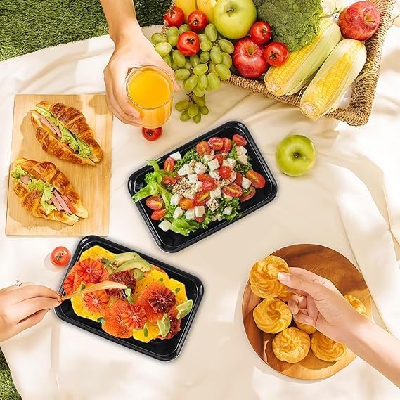 [500 ml, 15 Count, Rectangle, Black Reusable Plastic Food Storage Containers with Lid | Airtight, Microwave Safe Containers | Perfect for Meal Prep, Storage, Takeaway & Food Delivery - Image 2